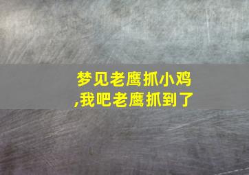 梦见老鹰抓小鸡,我吧老鹰抓到了