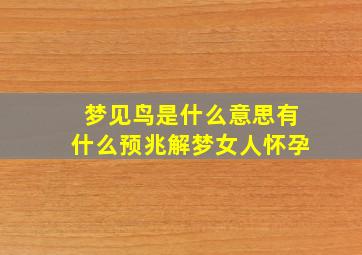 梦见鸟是什么意思有什么预兆解梦女人怀孕