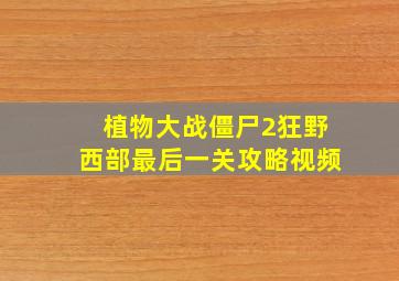 植物大战僵尸2狂野西部最后一关攻略视频