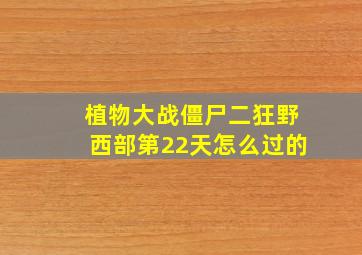 植物大战僵尸二狂野西部第22天怎么过的