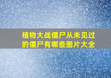 植物大战僵尸从未见过的僵尸有哪些图片大全