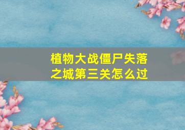 植物大战僵尸失落之城第三关怎么过