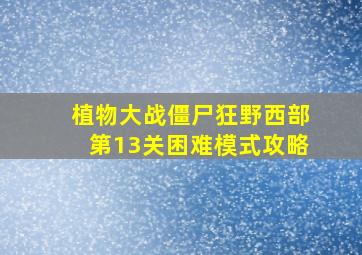 植物大战僵尸狂野西部第13关困难模式攻略