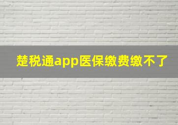 楚税通app医保缴费缴不了