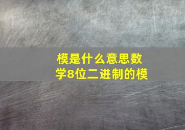 模是什么意思数学8位二进制的模