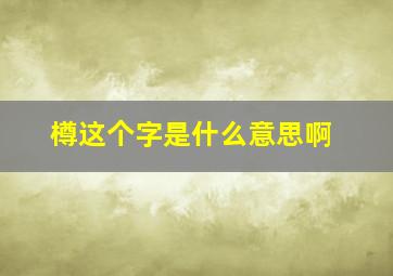 樽这个字是什么意思啊