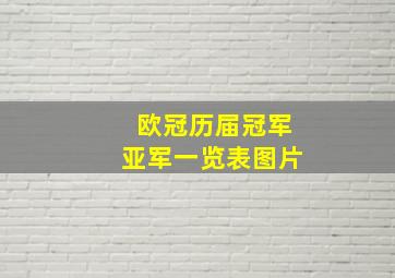 欧冠历届冠军亚军一览表图片