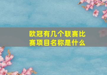 欧冠有几个联赛比赛项目名称是什么