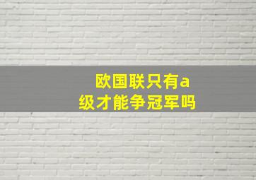 欧国联只有a级才能争冠军吗