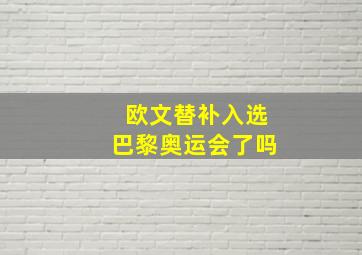 欧文替补入选巴黎奥运会了吗