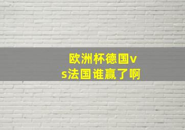 欧洲杯德国vs法国谁赢了啊