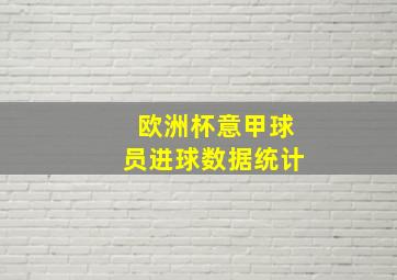 欧洲杯意甲球员进球数据统计