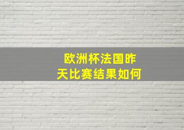 欧洲杯法国昨天比赛结果如何