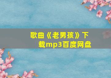 歌曲《老男孩》下载mp3百度网盘