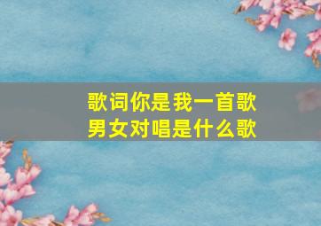 歌词你是我一首歌男女对唱是什么歌