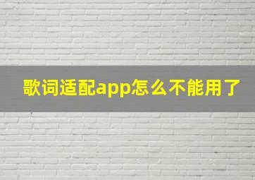 歌词适配app怎么不能用了