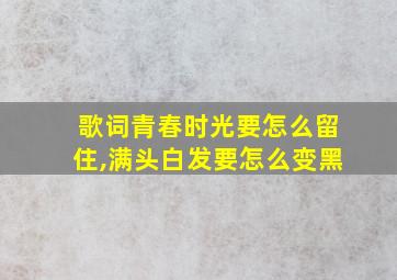 歌词青春时光要怎么留住,满头白发要怎么变黑