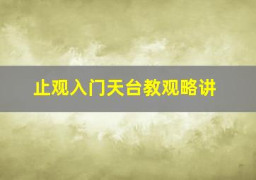 止观入门天台教观略讲