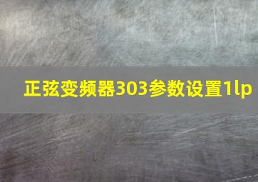 正弦变频器303参数设置1lp