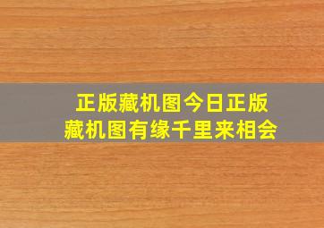 正版藏机图今日正版藏机图有缘千里来相会