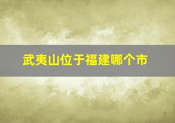 武夷山位于福建哪个市