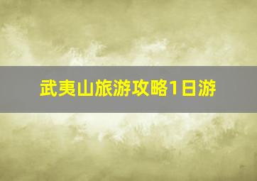 武夷山旅游攻略1日游