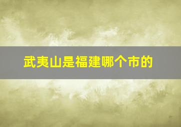 武夷山是福建哪个市的