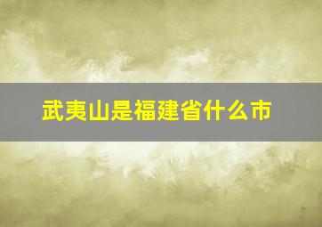 武夷山是福建省什么市