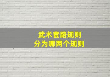 武术套路规则分为哪两个规则