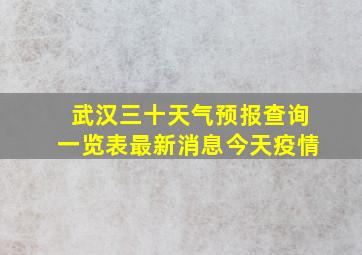 武汉三十天气预报查询一览表最新消息今天疫情