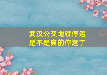 武汉公交地铁停运是不是真的停运了