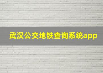 武汉公交地铁查询系统app