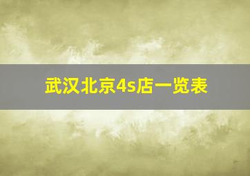 武汉北京4s店一览表