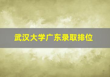 武汉大学广东录取排位