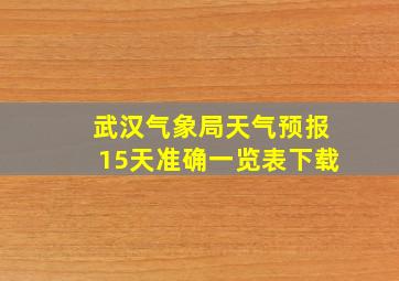 武汉气象局天气预报15天准确一览表下载