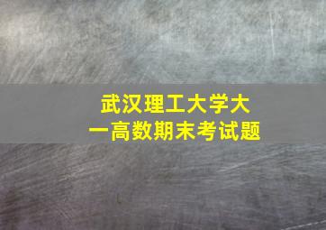 武汉理工大学大一高数期末考试题