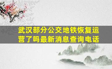 武汉部分公交地铁恢复运营了吗最新消息查询电话