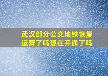 武汉部分公交地铁恢复运营了吗现在开通了吗