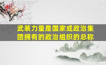 武装力量是国家或政治集团拥有的政治组织的总称