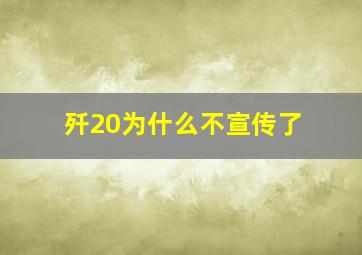 歼20为什么不宣传了