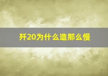 歼20为什么造那么慢