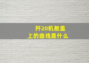 歼20机舱盖上的曲线是什么