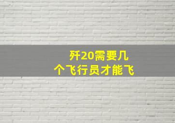 歼20需要几个飞行员才能飞