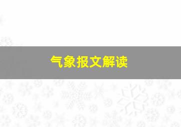 气象报文解读