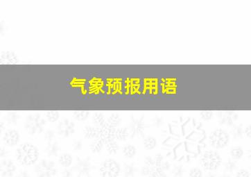 气象预报用语