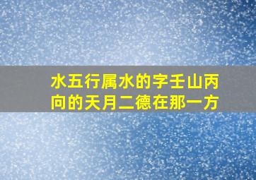 水五行属水的字壬山丙向的天月二德在那一方