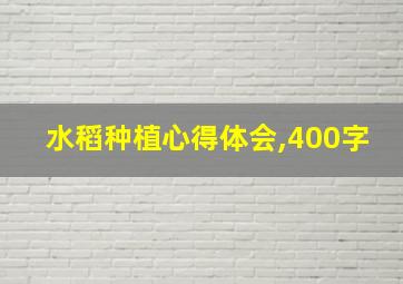 水稻种植心得体会,400字