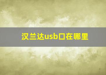 汉兰达usb口在哪里