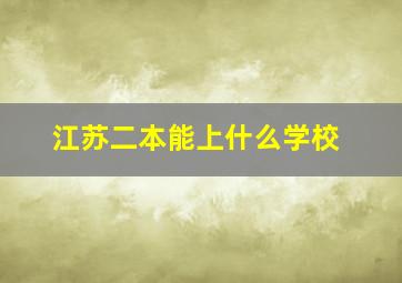 江苏二本能上什么学校