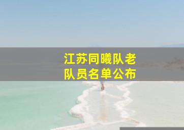 江苏同曦队老队员名单公布